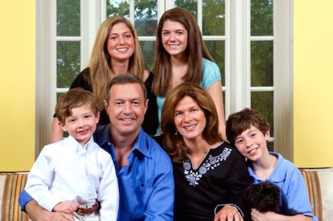 Sade Baderinwa's alleged partner, Martin O'Malley with his wife, Katie O'Malley, and kids